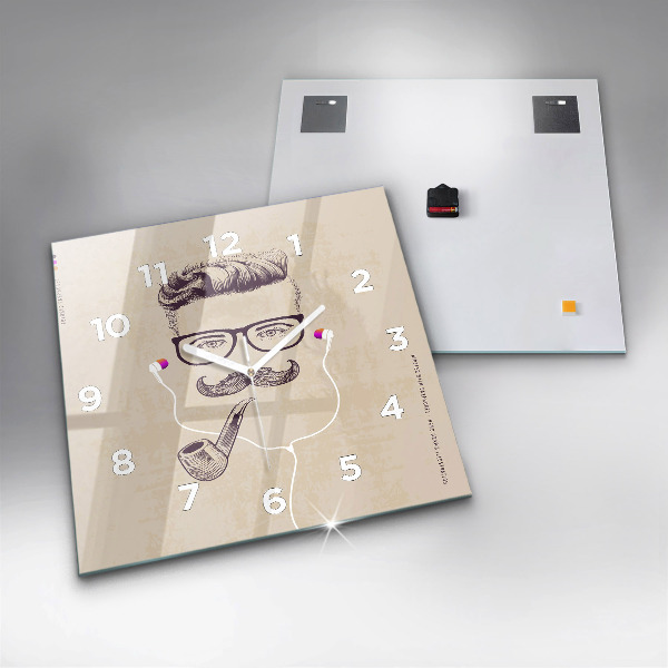 Szögletes fali üvegóra Férfi pipával