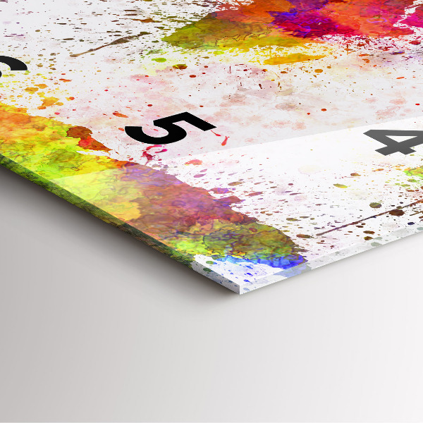 Szögletes fali üvegóra Akvarell térkép a világról