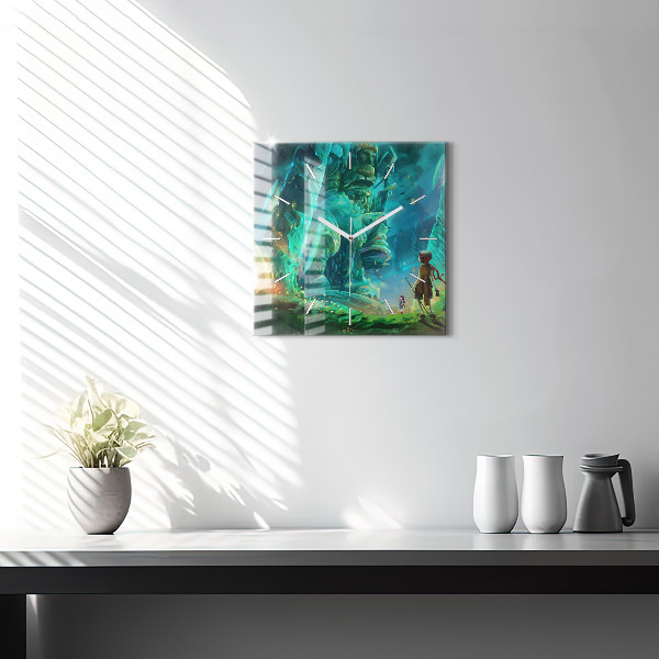 Szögletes fali üvegóra Gyerekek az erdőben