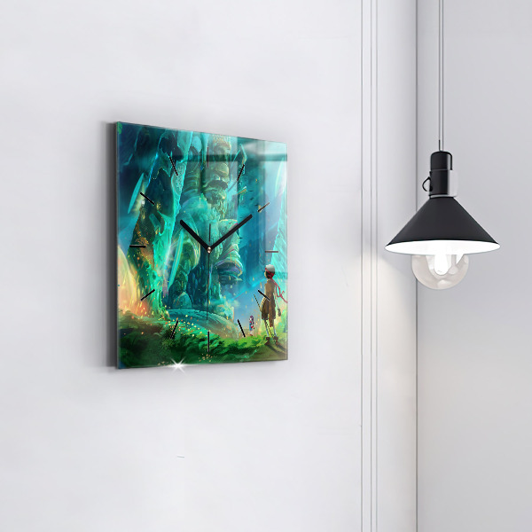 Szögletes fali üvegóra Gyerekek az erdőben