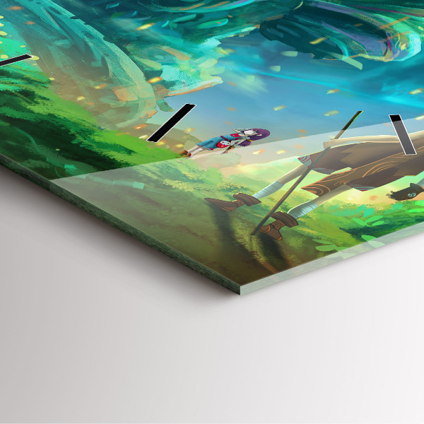 Szögletes fali üvegóra Gyerekek az erdőben