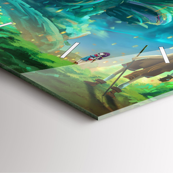 Szögletes fali üvegóra Gyerekek az erdőben