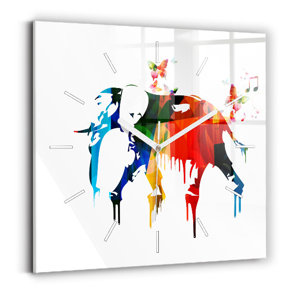 Szögletes fali üvegóra Színes festett elefánt