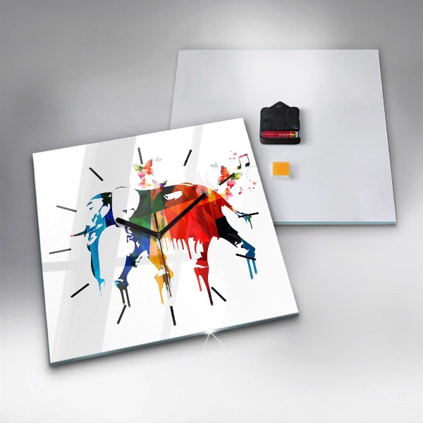 Szögletes fali üvegóra Színes festett elefánt