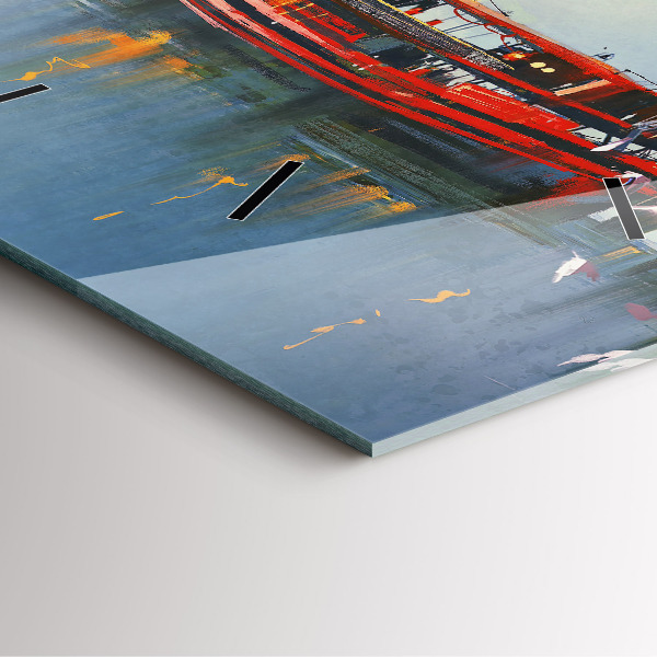 Szögletes fali üvegóra Halászhajó a kikötőben