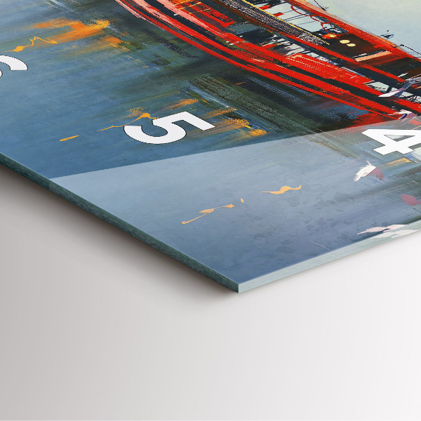 Szögletes fali üvegóra Halászhajó a kikötőben