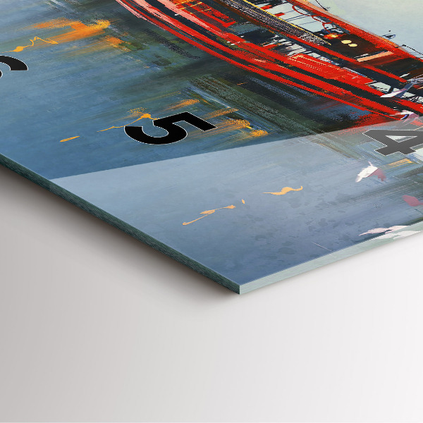 Szögletes fali üvegóra Halászhajó a kikötőben