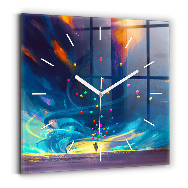 Szögletes fali üvegóra Baba és léggömbök