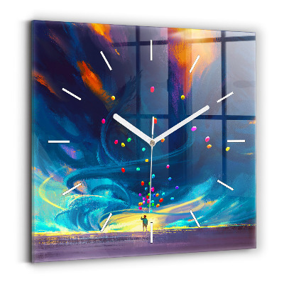 Szögletes fali üvegóra Baba és léggömbök