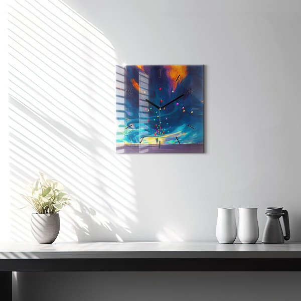 Szögletes fali üvegóra Baba és léggömbök