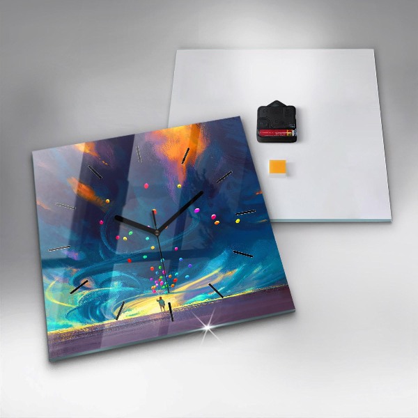 Szögletes fali üvegóra Baba és léggömbök