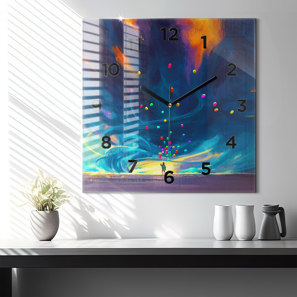 Szögletes fali üvegóra Baba és léggömbök