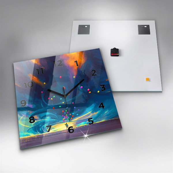 Szögletes fali üvegóra Baba és léggömbök