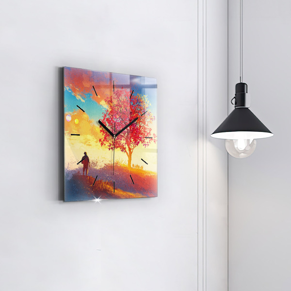 Szögletes fali üvegóra Őszi táj