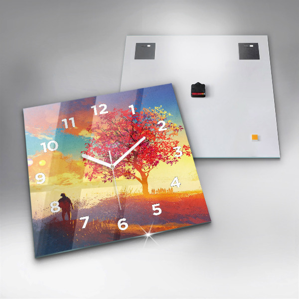 Szögletes fali üvegóra Őszi táj