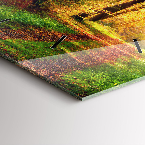 Szögletes fali üvegóra Őszi erdei táj