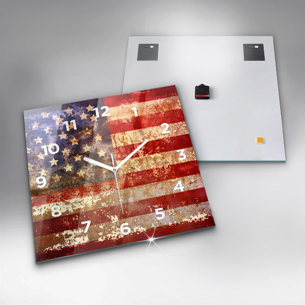Szögletes fali üvegóra Vintage USA zászló