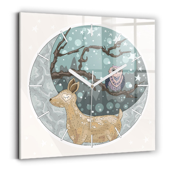 Szögletes fali üvegóra Éjszakai állatok és a Hold