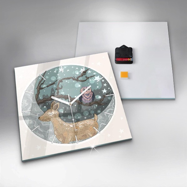 Szögletes fali üvegóra Éjszakai állatok és a Hold