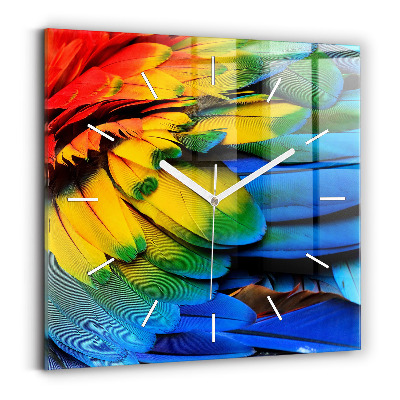 Szögletes fali üvegóra Színes madárszárnyak