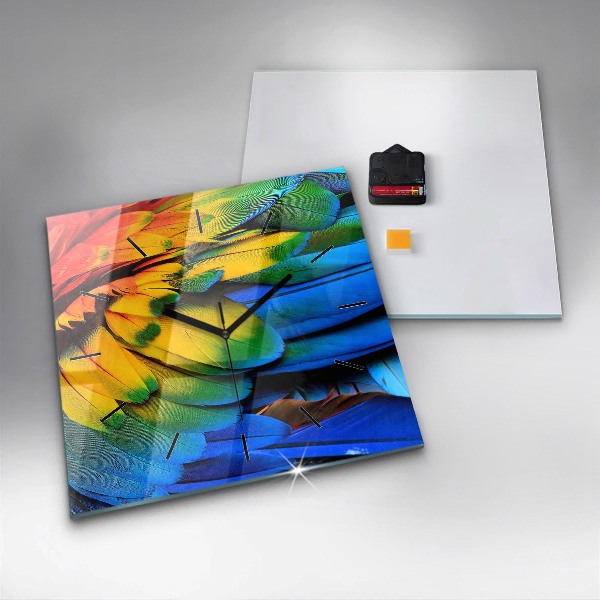 Szögletes fali üvegóra Színes madárszárnyak