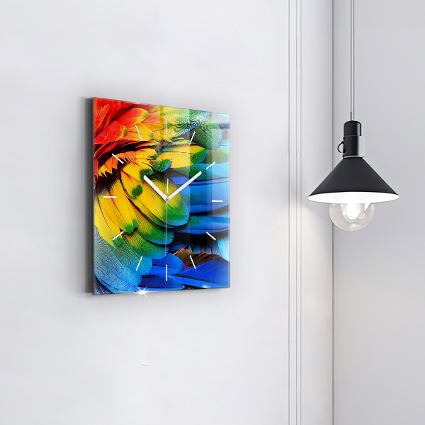 Szögletes fali üvegóra Színes madárszárnyak