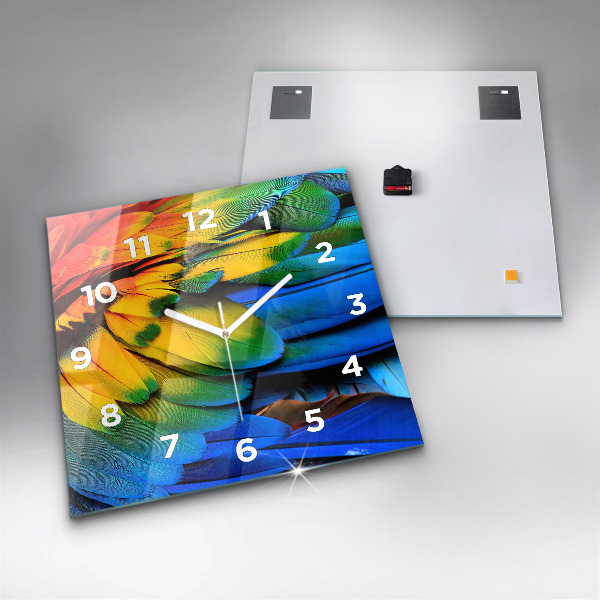 Szögletes fali üvegóra Színes madárszárnyak