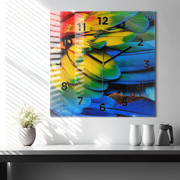 Szögletes fali üvegóra Színes madárszárnyak