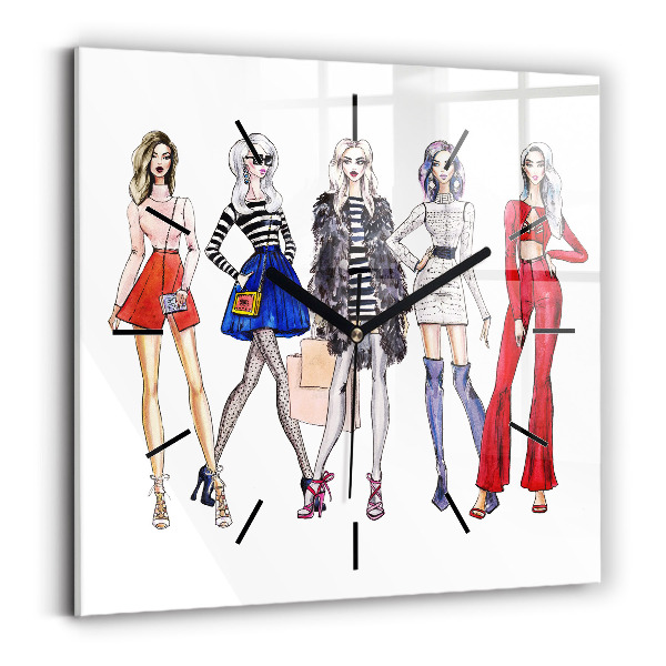 Szögletes fali üvegóra Divatos lányok