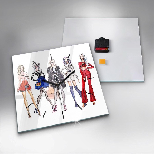 Szögletes fali üvegóra Divatos lányok