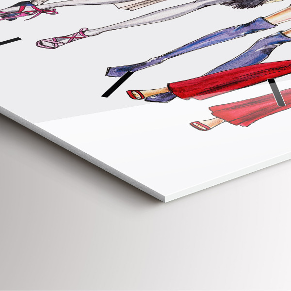 Szögletes fali üvegóra Divatos lányok