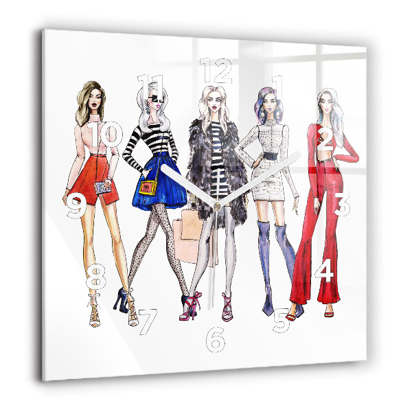 Szögletes fali üvegóra Divatos lányok