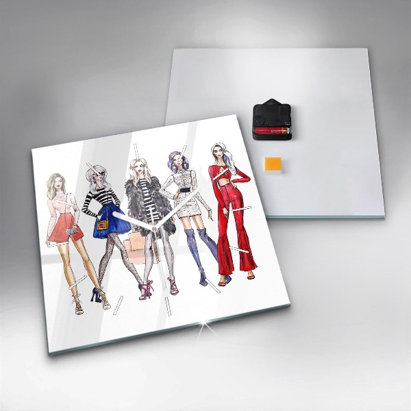 Szögletes fali üvegóra Divatos lányok