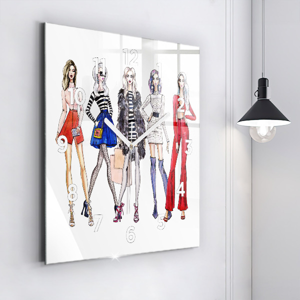 Szögletes fali üvegóra Divatos lányok