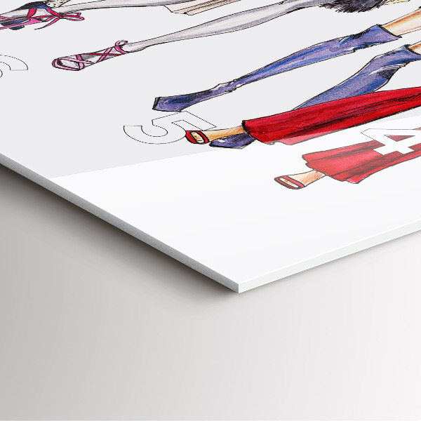 Szögletes fali üvegóra Divatos lányok