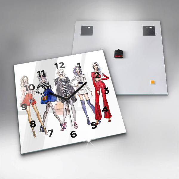 Szögletes fali üvegóra Divatos lányok