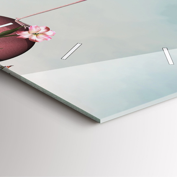 Szögletes fali üvegóra Szürreális flamingó