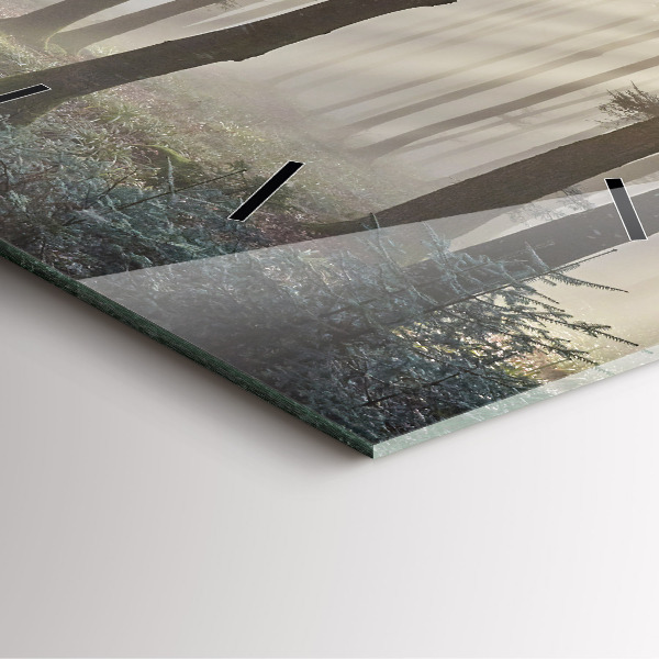 Szögletes fali üvegóra Erdő a ködben