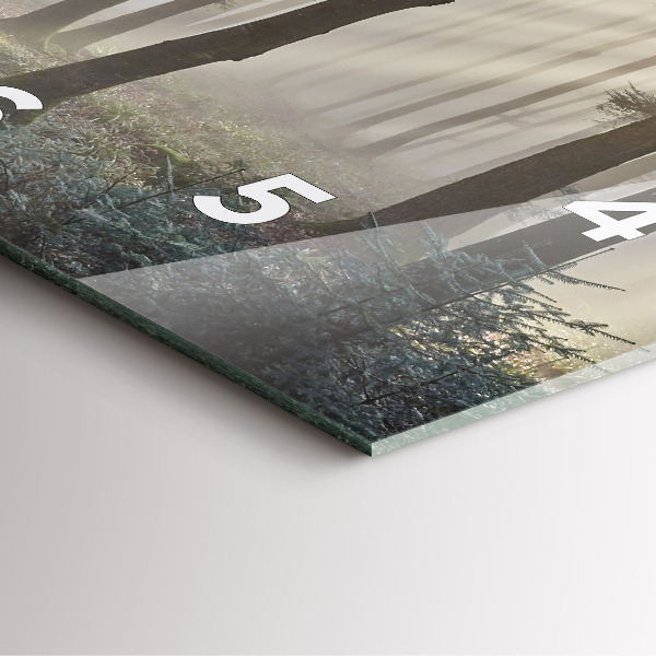 Szögletes fali üvegóra Erdő a ködben