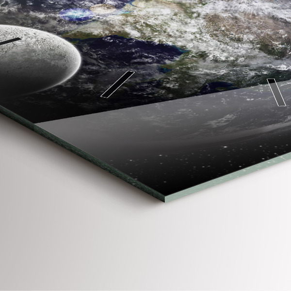 Szögletes fali üvegóra Föld Hold Nap