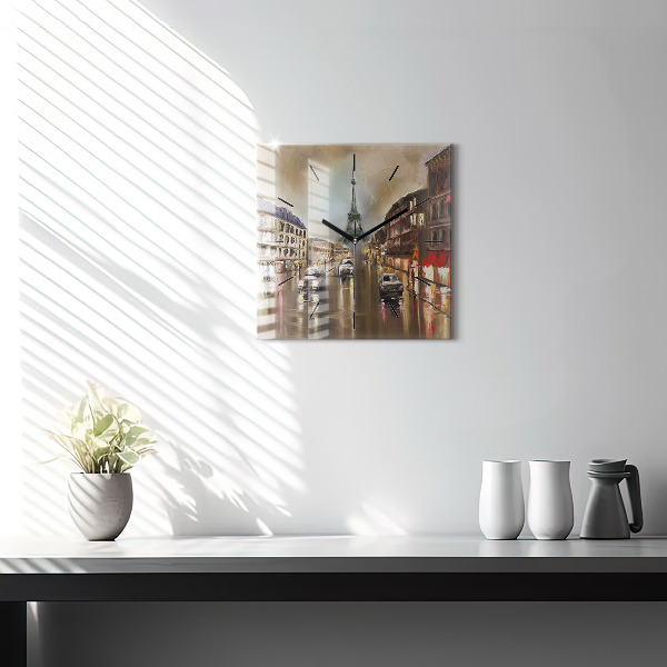 Szögletes fali üvegóra Párizs városának építészete