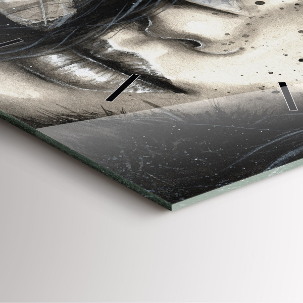 Szögletes fali üvegóra Festett portré