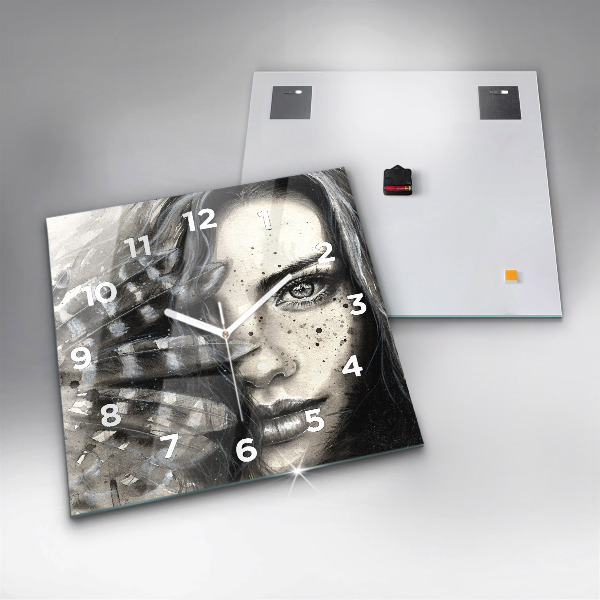 Szögletes fali üvegóra Festett portré