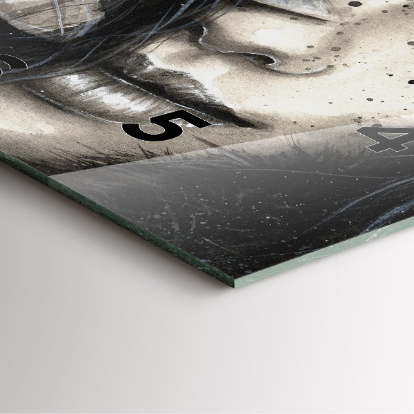 Szögletes fali üvegóra Festett portré