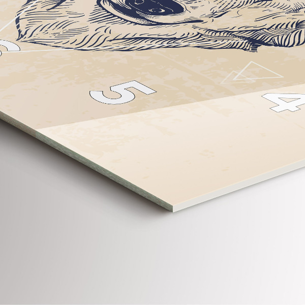 Szögletes fali üvegóra Farkasfej