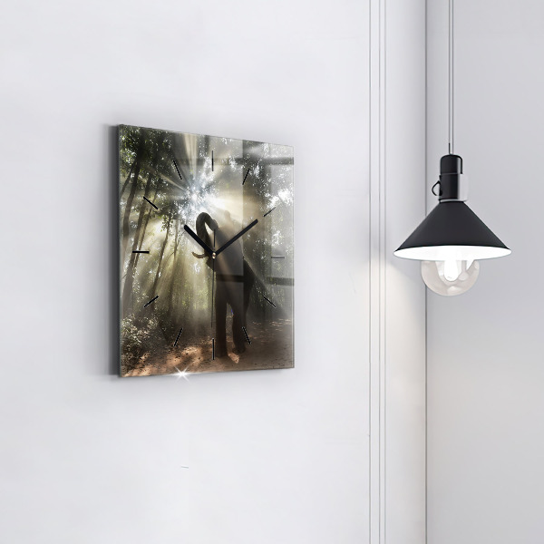 Szögletes fali üvegóra Elefánt a dzsungelben