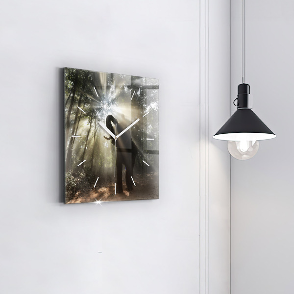 Szögletes fali üvegóra Elefánt a dzsungelben