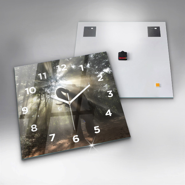 Szögletes fali üvegóra Elefánt a dzsungelben