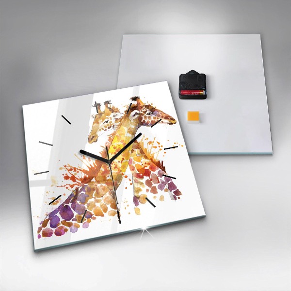 Szögletes fali üvegóra Zsiráf - akvarell