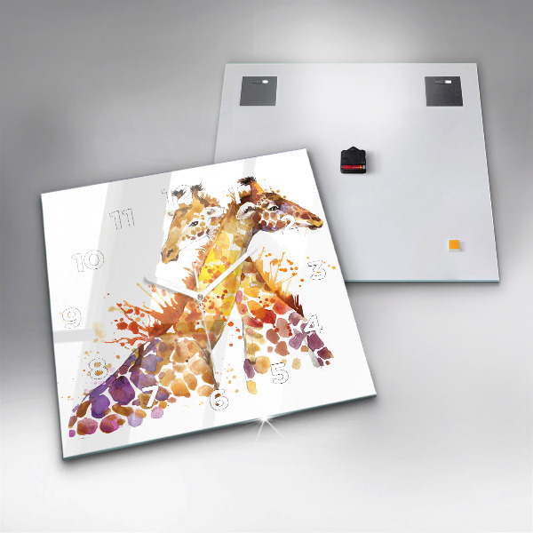 Szögletes fali üvegóra Zsiráf - akvarell